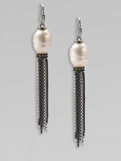   Yurman   Diamond Accented 11MM 12MM South Sea Pearl Tassel Earrings