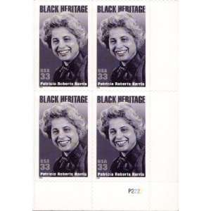 2000 PATRICIA ROBERTS HARRIS ~ BLACK HERITAGE #3371 Plate Block of 4 x 