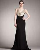 zoom carmen marc valvo beaded cowl ballgown nms12 t3ws7 details