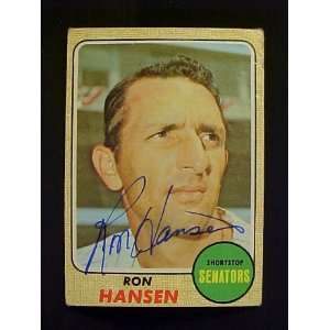  Ron Hansen Washington Senators #411 1968 Topps Autographed 