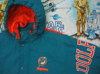 vtg MIAMI DOLPHINS 90s Starter Puffer Winter JACKET S embroidered nfl 