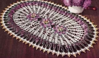 Vintage Crochet Flower oval ruffle Motif DOILY Pattern  
