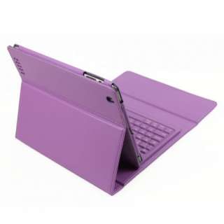 Wireless Bluetooth Keyboard Exquisite Stand Case for iPad 2   Purple