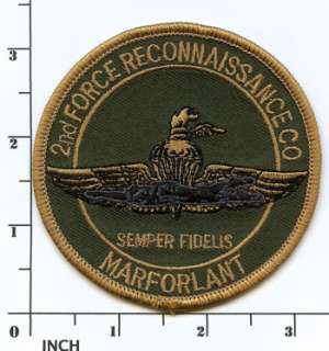 USMC PATCH 2nd Force Reconnaissance Subdued OD Marines  