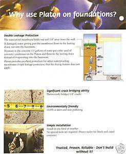 Platon Waterproofing for Foundations Basements, Floors  