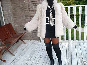 Nwot white Fox Fur & Mink Fur Coat Jacket Bolero S M  
