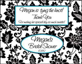 25 Personalized Bridal Shower Damask Candy Bar Wrappers  