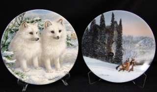 Lot 2 Collector Plates Fox Cubs Wolf Ridge Winter  