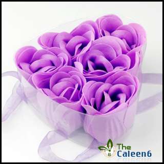 6PC Heart Gift Box Bath Soaps Flower Rose Petal G Pink  