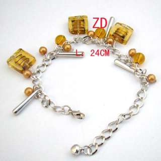 A0283 Lampwork Glass Crystal Beads Chain Bracelet HOT  