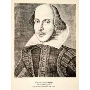 1937 Photogravure William Shakespeare Author Poet Playwright England 