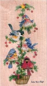 NEW CS Wright RUBBER STAMPS HAPPEN Chickadee BIRD CHRISTMAS TREE 