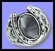 STERLING SILVER MENS HORSE SHOE HEMATITE RING  
