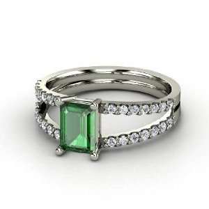  Samantha Ring, Emerald Cut Emerald Platinum Ring with 