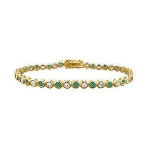  Emerald and Diamond Tennis Bracelet  14K Yellow Gold   4 