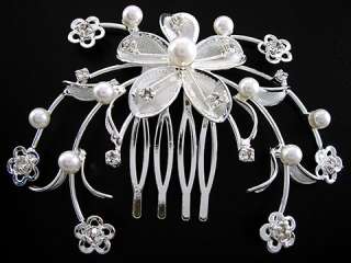 8x6 cm Flower Wedding or Party Pearl Crystal Hair comb  