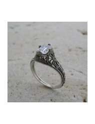 14K Antique Style Feminine Filigree Ring or Ring Setting