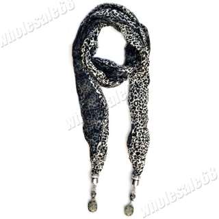 Fashion wholesale lots black leopard pashmina long soft Scarf Shawl 