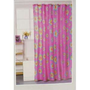   Power Pink Girls Bathroom Shower Curtain with Hooks