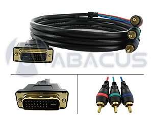 6ft DVI I Male to 3 RCA Component Video Male Cable 6 ft  