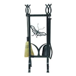   Butterfly Fireplace Tool Set 33 Inch Black Metal Iron