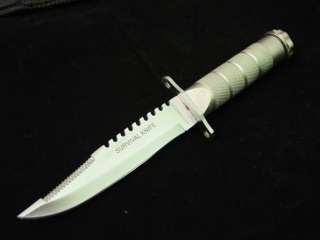 Mtech SURVIVAL KNIFE   SILVER 8.5 Compass Matches +KIT  