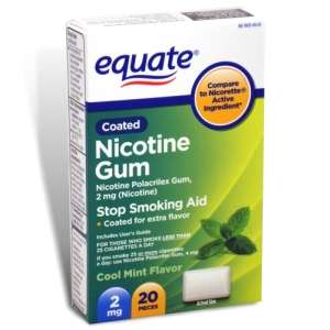Nicotine Coated Gum 2 mg Cool Mint Flavor 20 Pc Equate  