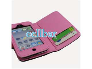 Leather case cover Wallet for APPLE ipod touch 4G pink  