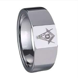 Masonic Ring in Tungsten with Compass & Scale by Cuff Daddy