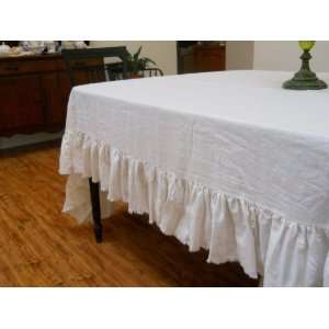  White Linen Table Cloth (With Frayed Ruffle) Everything 