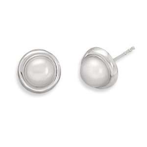  Cultured Freshwater Button Pearl Stud Earrings Jewelry
