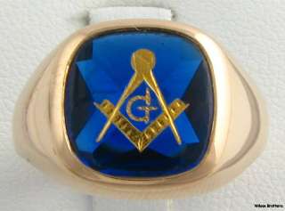  Masonic Syn Blue Lodge Band   10k Yellow Gold Masons Vintage Ring A+