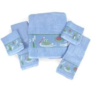  Froggy 5 Piece Blue Washcloth, Hand and Bath Towel Set 