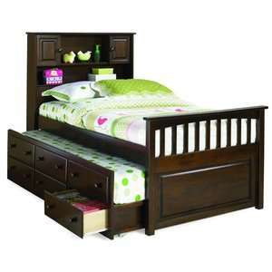 Atlantic Furniture Captains Bookcase Bed w/ 3 Drawer Trundle in 