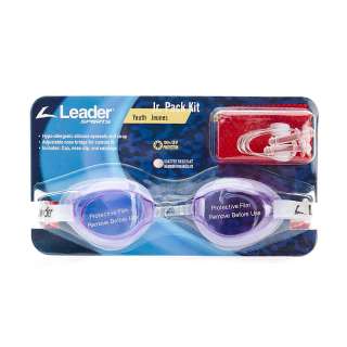Leader Jr. Swim Kit goggles cap AG0855 PC/Purple Clear NEW  