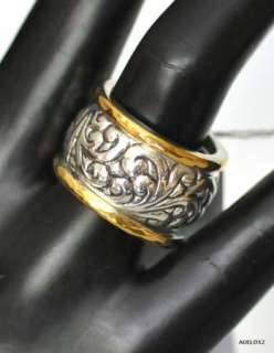   New LOIS HILL Repousse Sterling Silver Gold 3 Stacking Ring Set Size 7