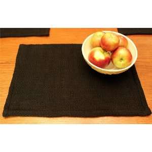    Black Table Placemats (Set of 4), Woven Place Mats