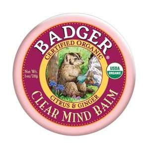 Badger Balm Clear Mind Balm 1oz Citrus & Ginger   Certified USDA 