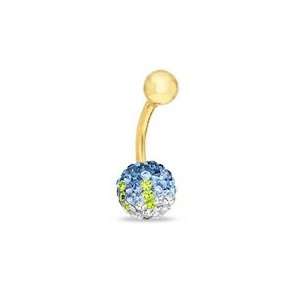   Belly Button Ring with Multi Colored Crystals in 10K Gold GOLD BODY