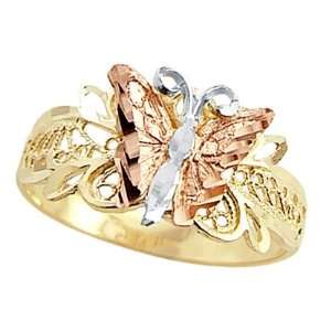  Butterfly Ring 14k Multi Tone Gold Band, Size 7 Jewel 