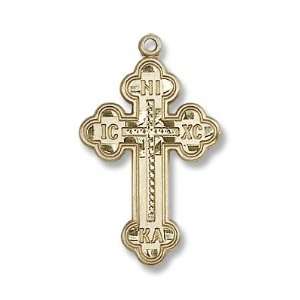  Gold Filled Russian Cross Pendant Gold Filled Lite Curb 