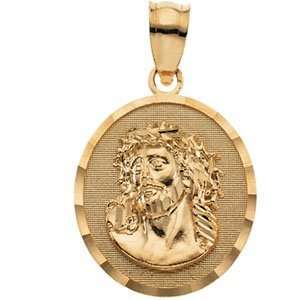  Jewelry Gift 14K Yellow Gold Face Of Jesus (Ecce Homo) Pendant 