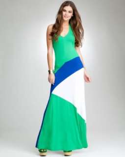  bebe Colorblock Halter Maxi Dress Clothing