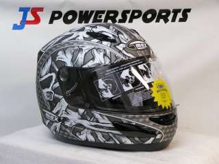 GMAX GM48 BONES HELMET MOTORCYCLE STREET GREY WHITE XXL  