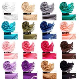 16 Colors Pashmina Cashmere Silk Solid Shawl Wrap Womens Girls Ladies 