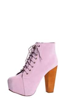 Perry Lilac Suedette Lace Up Platform Shoe Boots at boohoo