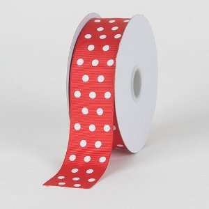 Grosgrain Ribbon Color Dots 5/8 inch 25 Yards, Red with White Dots