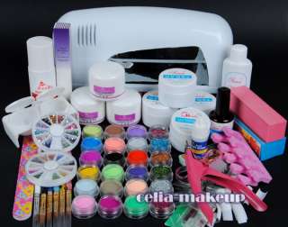 9W UV white dryer lamp 24 color Acrylic Powder Nail Art Kit gel tools 
