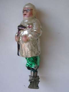 Vintage Russia Christmas Silver glass ornament Doctor  