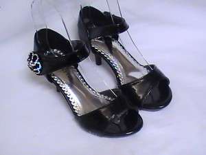 Girls Black Dress Shoes Pageant Heels(T 10) Yt Sz 11  